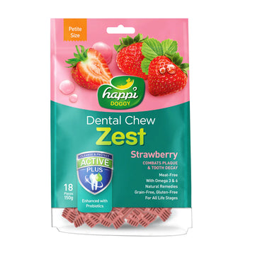 Happi Skippi Zest Petite 2.5-inch Dental Chew Strawberry 25g | 25gx50pcs | 150g (18pcs)