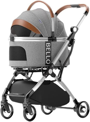 Bello Aluminium Lightweight Pet Stroller Pram with Detachable Carrier (Up to 15kg)