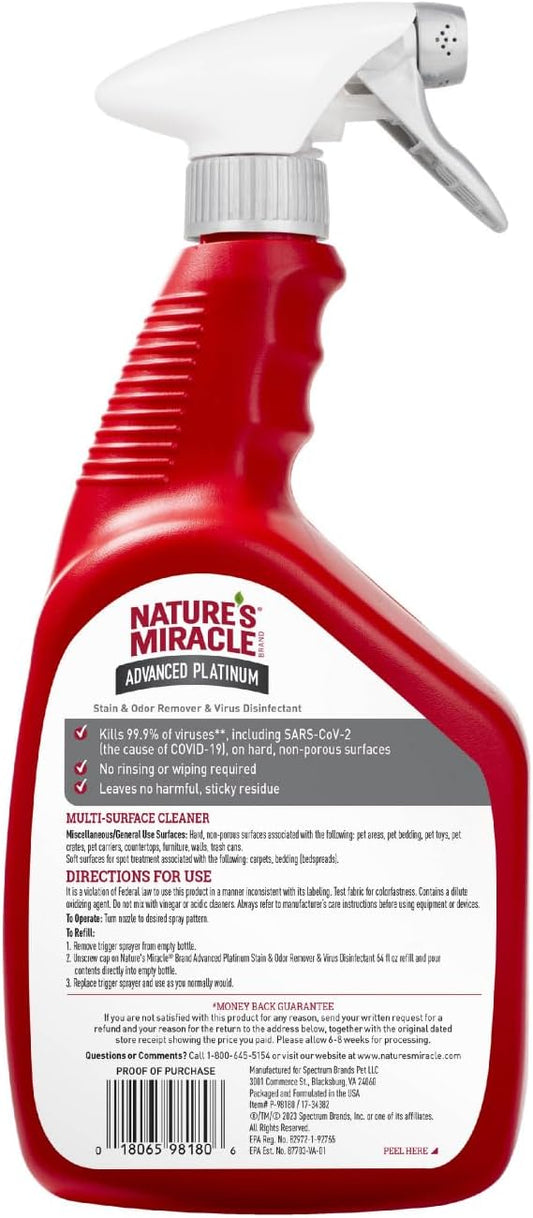 Nature's Miracle Cat Advanced Platinum Stain & Odor Remover & Virus Disinfectant 32oz