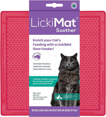 Lickimat Soother Slow Feeder Mat Pink Cat