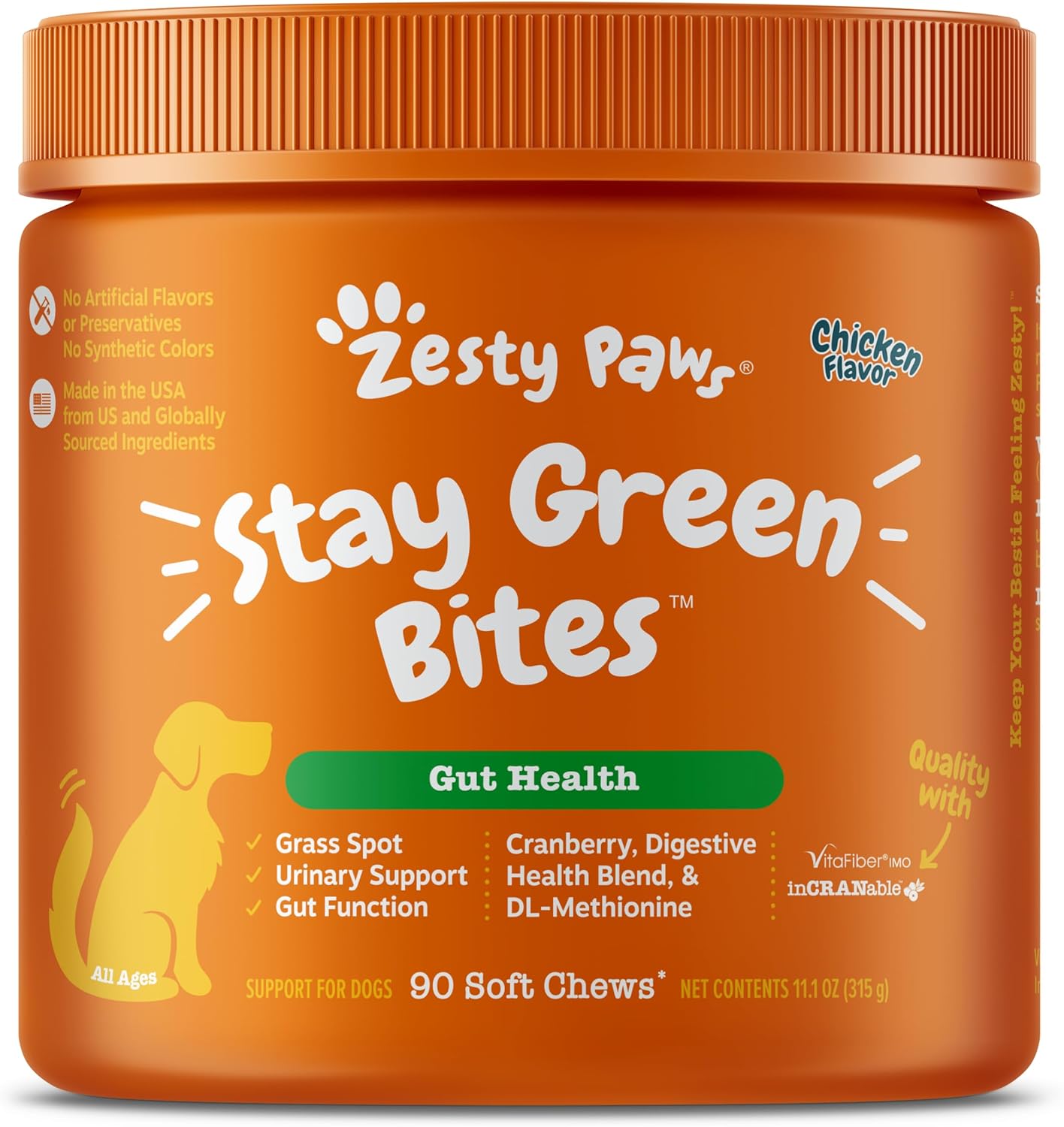 Zesty Paws Stay Green Bites Dog Supplements Chicken 90 Soft Chews