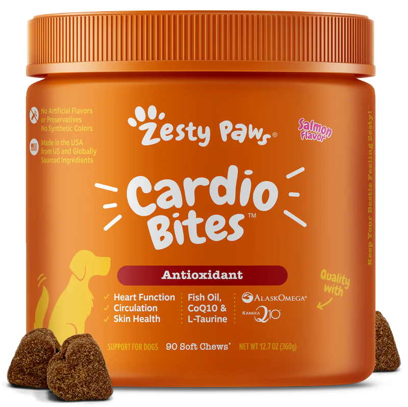 Zesty Paws Cardio Bites Dog Supplements (Salmon) 90 Soft Chews