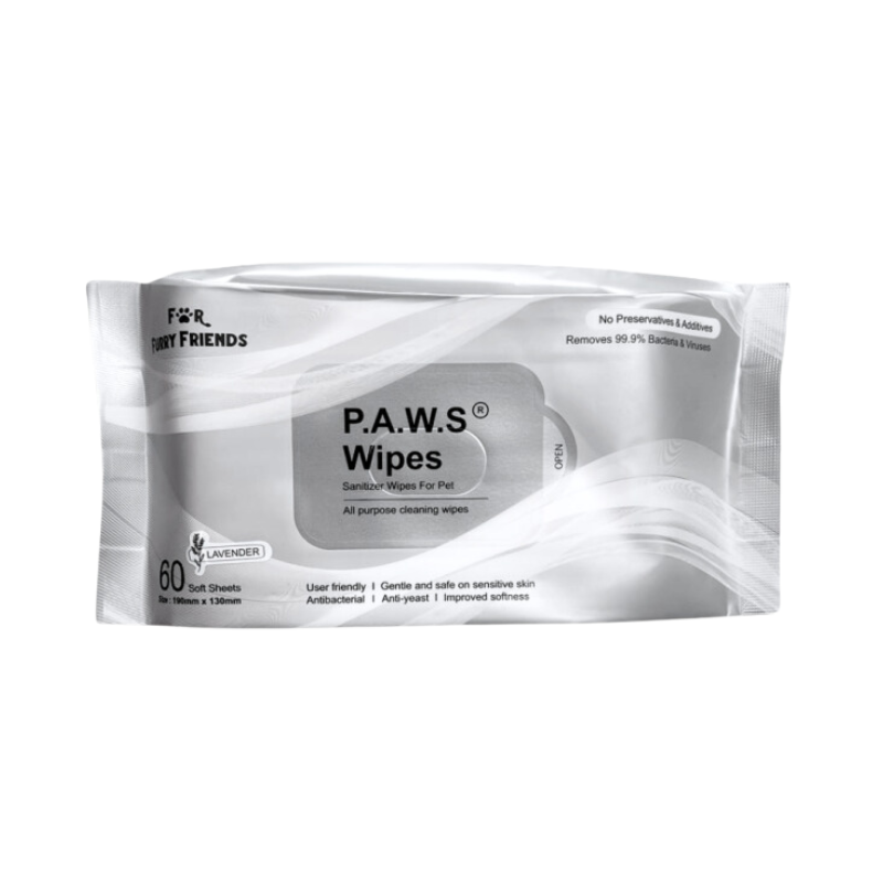 For Furry Friends Pet’s Activated Water Sanitizer (P.A.W.S) Lavender Wipes 60pcs