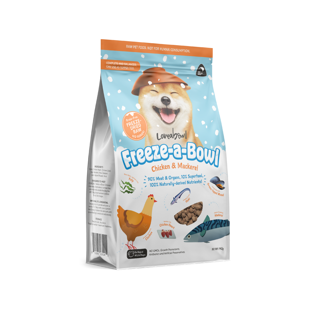 Loveabowl Freeze-a-Bowl Freeze Dried Dog Food Chicken & Mackerel 5g | 140g | 425g