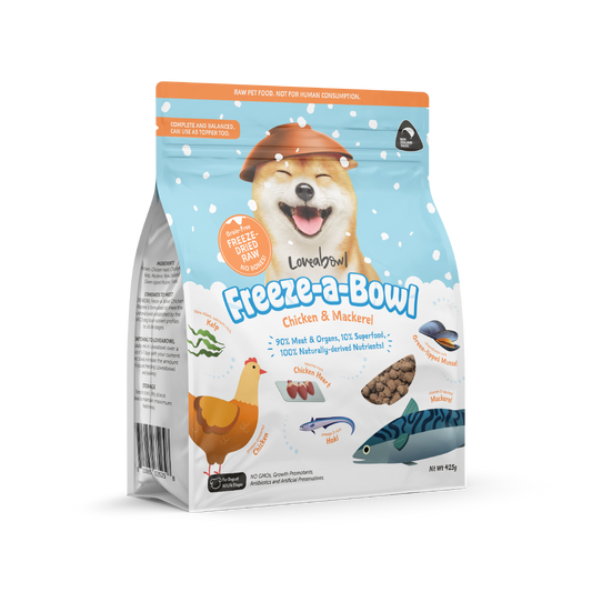 Loveabowl Freeze-a-Bowl Freeze Dried Dog Food Chicken & Mackerel 5g | 140g | 425g