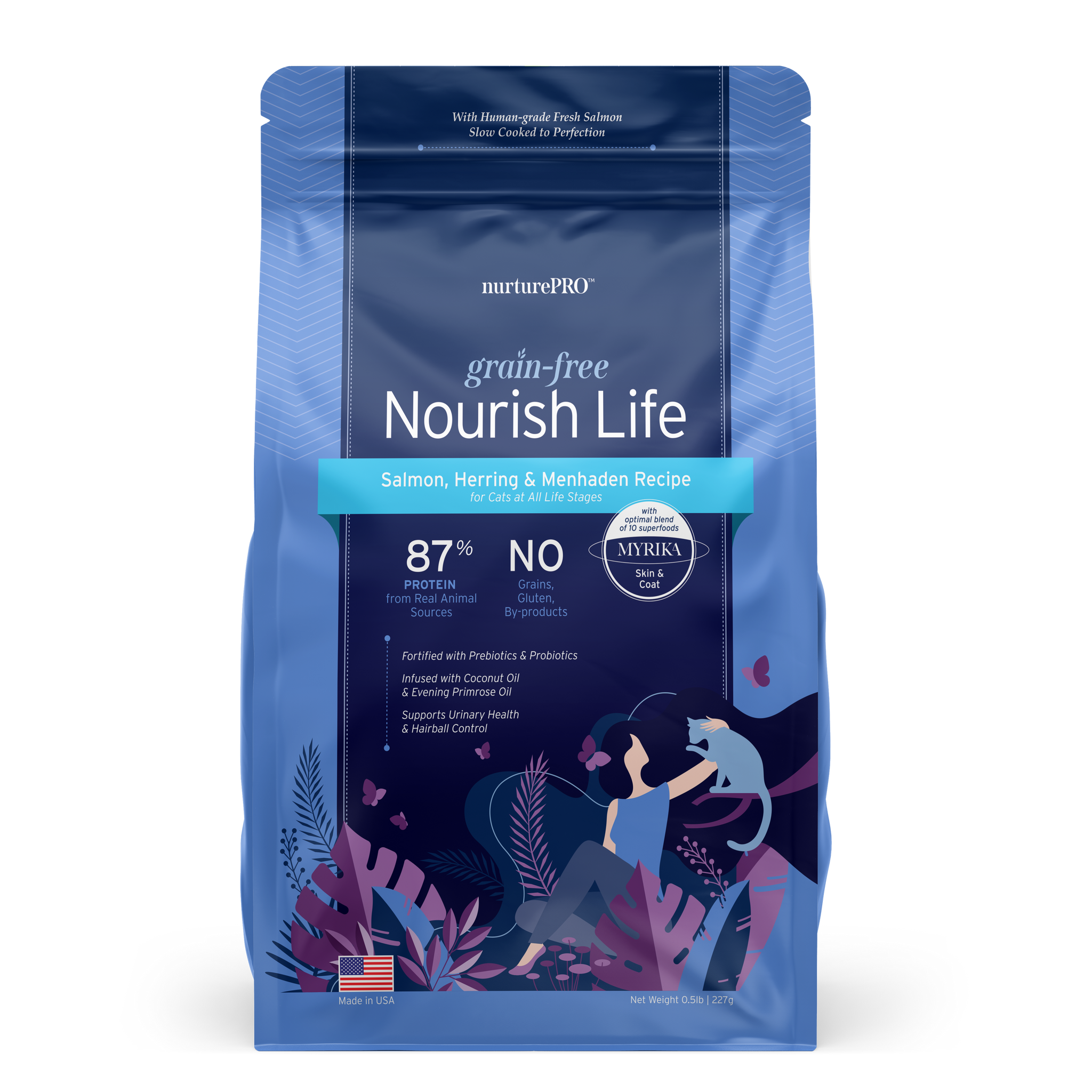 Nurture Pro Nourish Life Slow-cooked Grain-free Dry Cat Food (Salmon,Herring,and Menhaden Recipe) 227g | 1.11kg |4.99kg