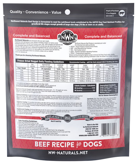 Northwest Naturals Dog Beef Freeze Dried Nuggets 12oz | 25oz