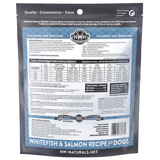 Northwest Naturals Dog WhiteFish & Salmon Freeze Dried Nuggets 12oz | 25oz