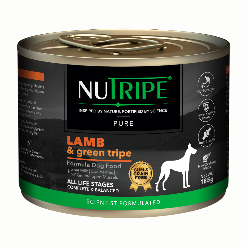 Nutripe Dog Gum & Grain Free Pure Lamb & Green Tripe 185g