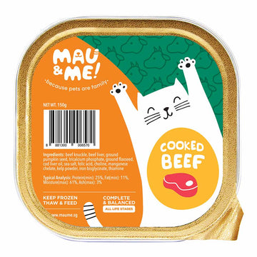 Mau&Me Cooked Beef Fresh Frozen Cat Food 150g