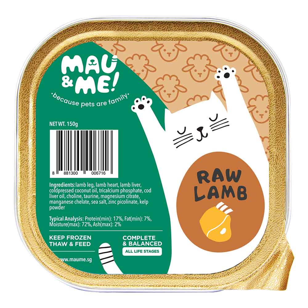 Mau&Me Raw Lamb Fresh Frozen Cat Food 150g