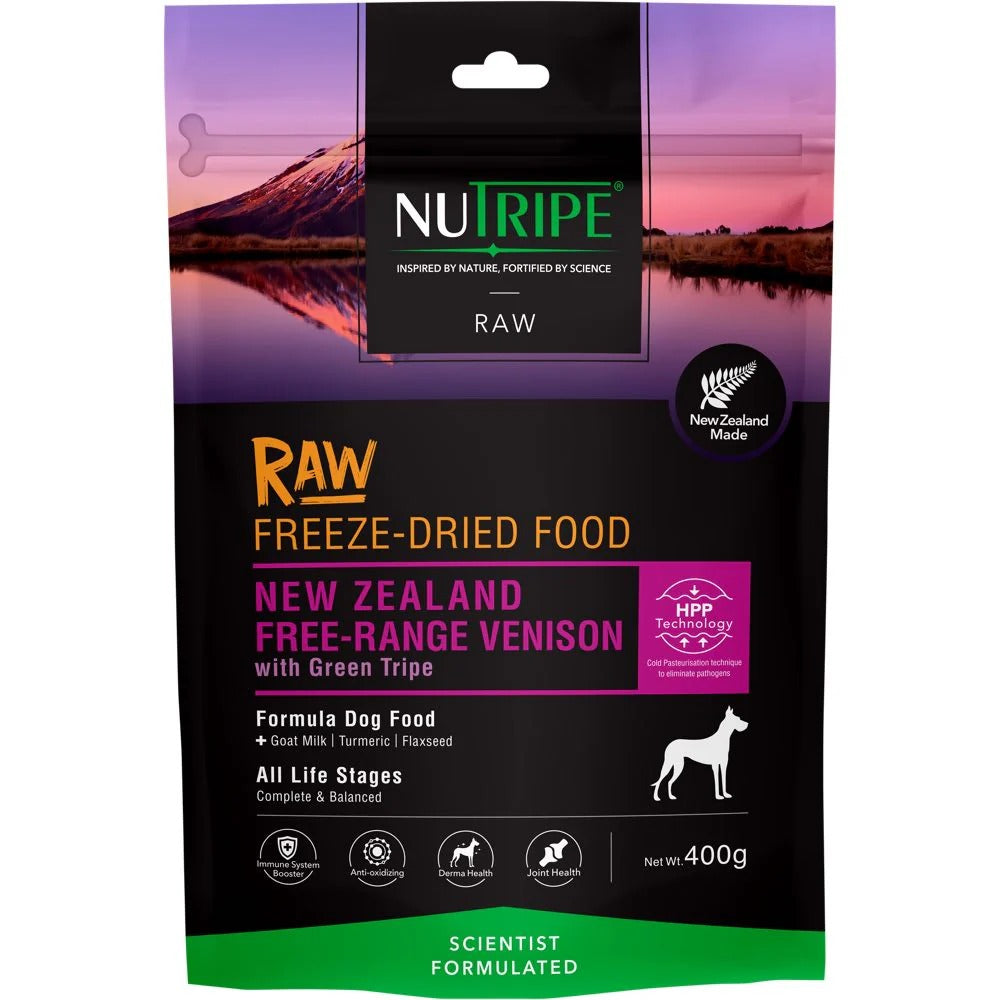 Nutripe Dog Raw Freeze-Dried NZ Free-Range Venison with Venison Green Tripe 400g