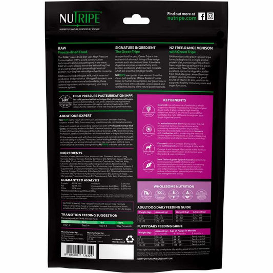 Nutripe Dog Raw Freeze-Dried NZ Free-Range Venison with Venison Green Tripe 400g