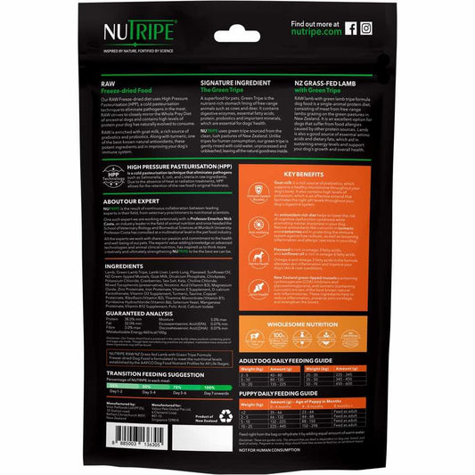 Nutripe Dog Raw Freeze-Dried NZ Grass-Fed Lamb with Lamb Green Tripe 400g