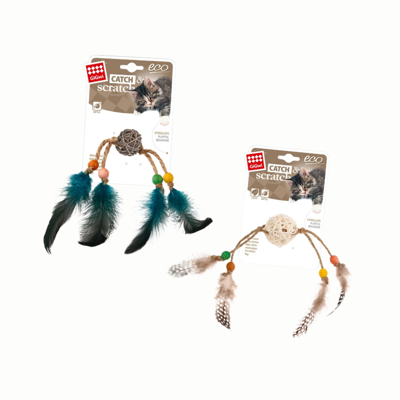 Gigwi Catch & Scratch Rattle Feather Black | Blue