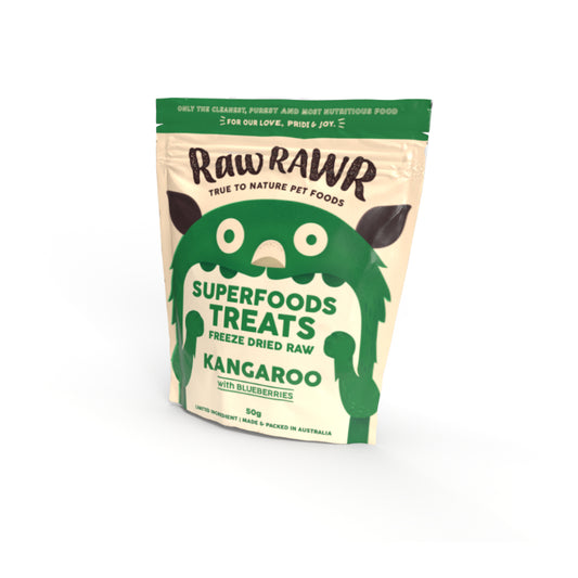 Rawr Rawr Superfoods Treats Freeze Dried Raw 50g - Duck Salmon/ Kangaroo