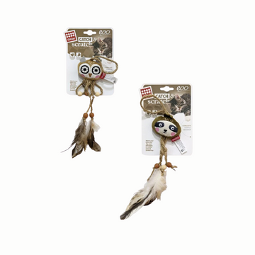 GiGwi Catch & Scratch Eco Line with Silvervine Leaves and Natural Feather Owl | Sloth