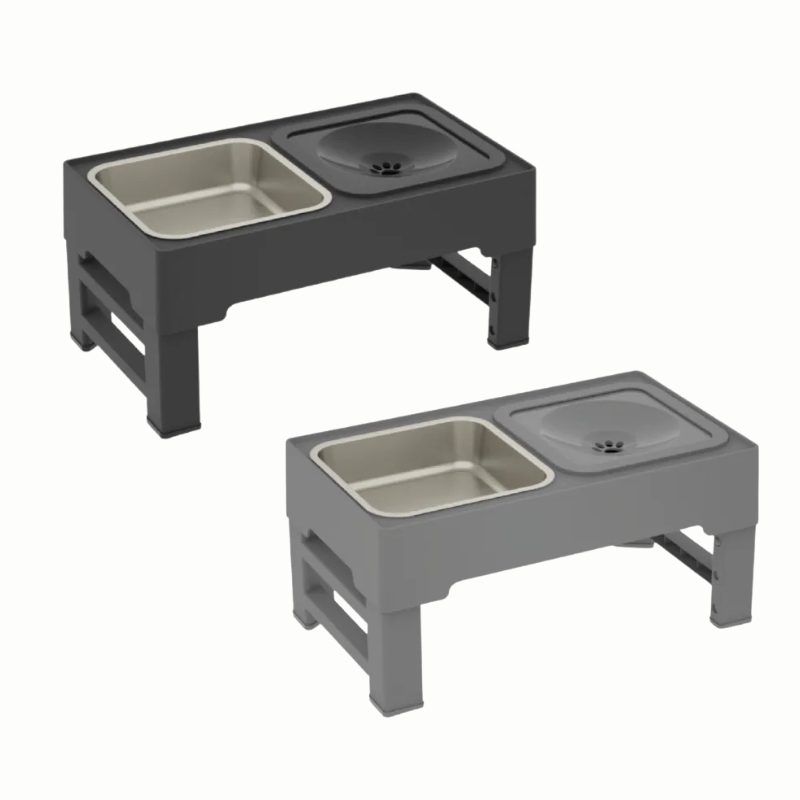 Elspet Elevated Double Bowl - Stainless Steel (Black/ Grey)